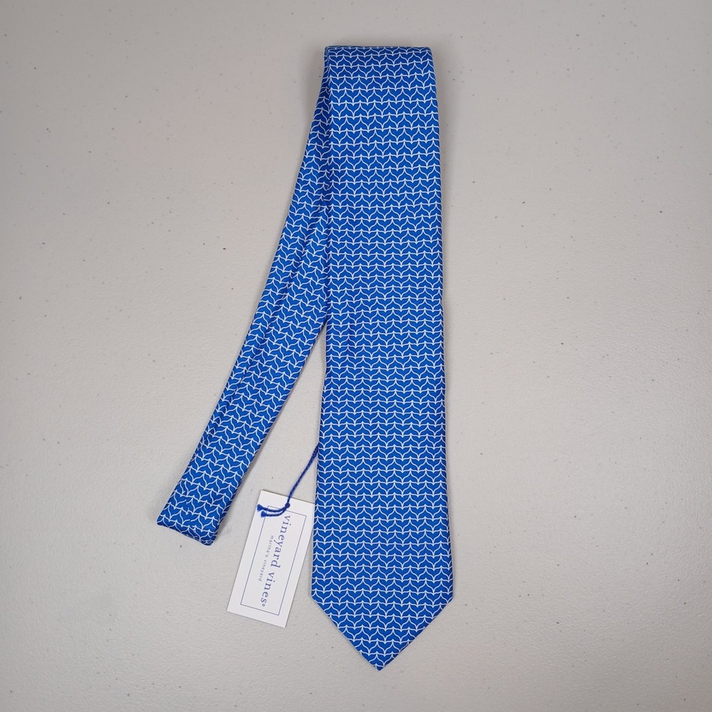 NWT Vineyard Vines Tie Men Blue Silk Geometric Custom Collection Preppy Classic